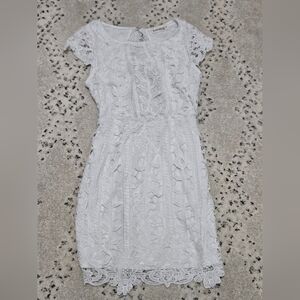 Lace Overlay White Mini Dress by Anthropologie